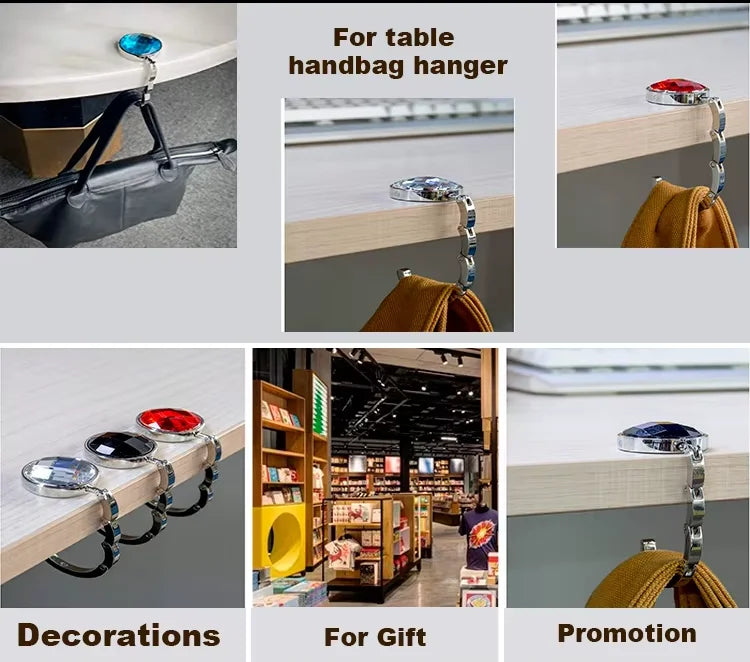 Gift Promotion Table Purse Hanger Folding Purse Hook Customized Logo Bag Hanger Table Hook for Table for Student, Office
