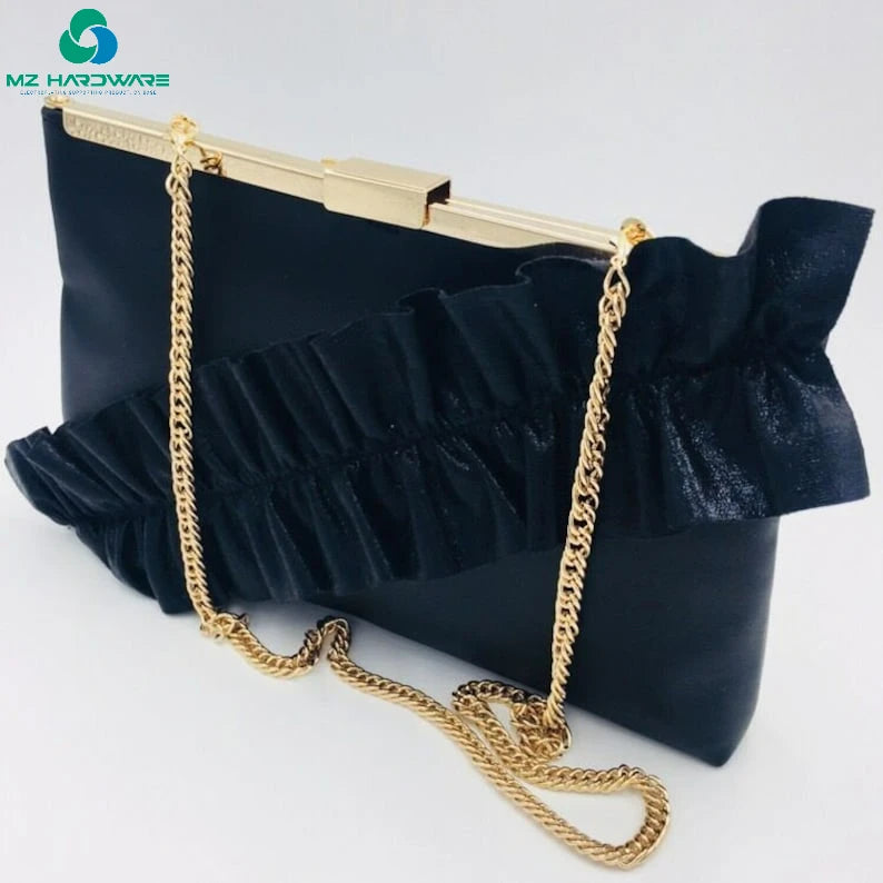 MZhardware 24cm Purse Frame Foldable Clutch Bag Purse Frame Come With Screws Light Gold