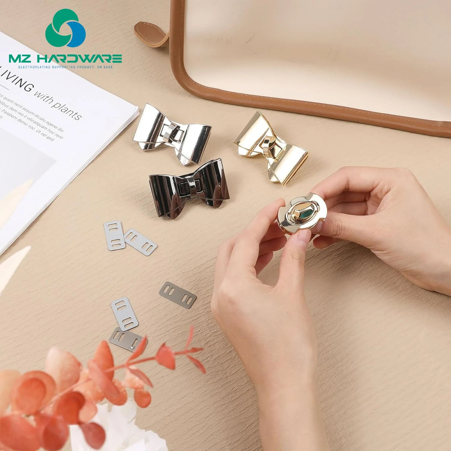 Bowknot Turn Lock Clasp Hardware Purse Twist Turn Locks Purse Bag Closure Clasp for DIY Purse Handbag Making Accessories