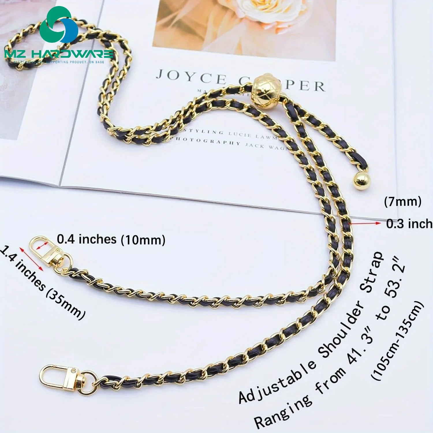 MZhardware Factory Sell Bag Chain Accessories Fashion Style Bag Shoulder Strap Metal Crossbody Bag Strap With Different Colors