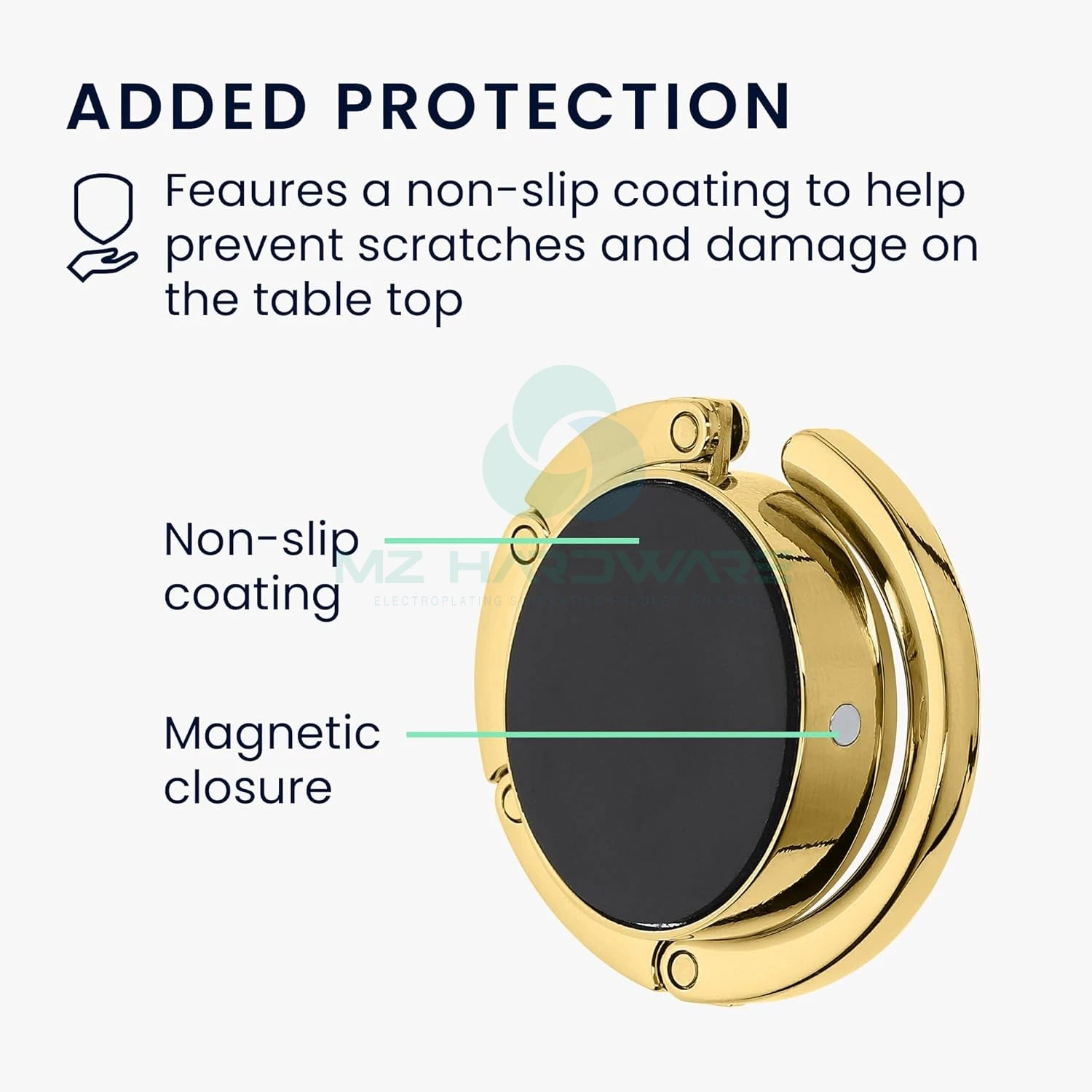 MZ Wholesale Custom Creative Handbag Hooks Purse Holder Hor Table Foldable Bag Holder Zinc Alloy Hanger Hook for Table