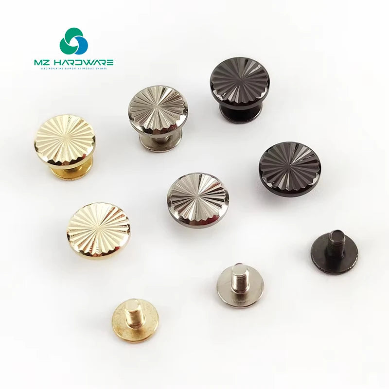 MZhardware New Design Double Cap Rivets Stainless Steel Chicago Screw Black for Leather Belt Bags