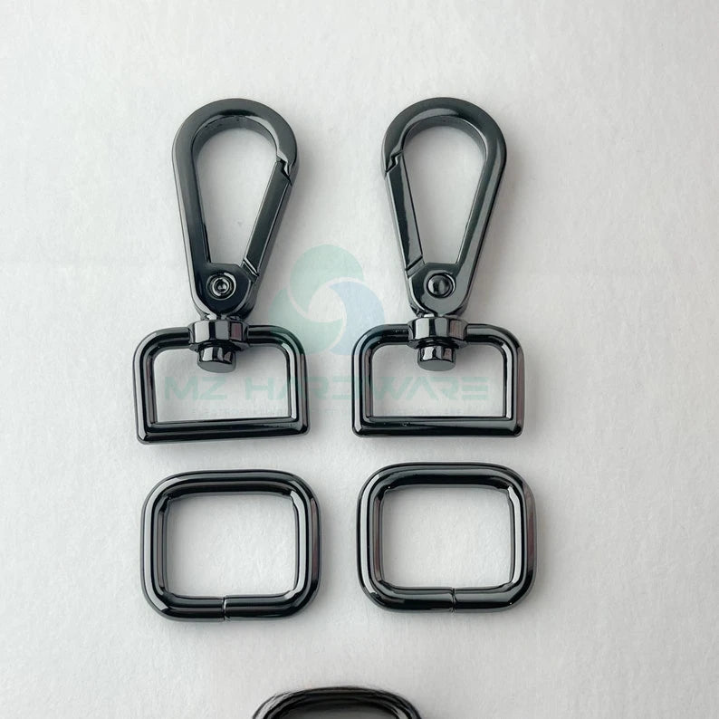 25mm High Quality Adjustable Strap Hardware Kit for DIY Handmade Bags 2 Swivel Snap Hooks+2 Rectangle Rings+1 Adjustable Slider
