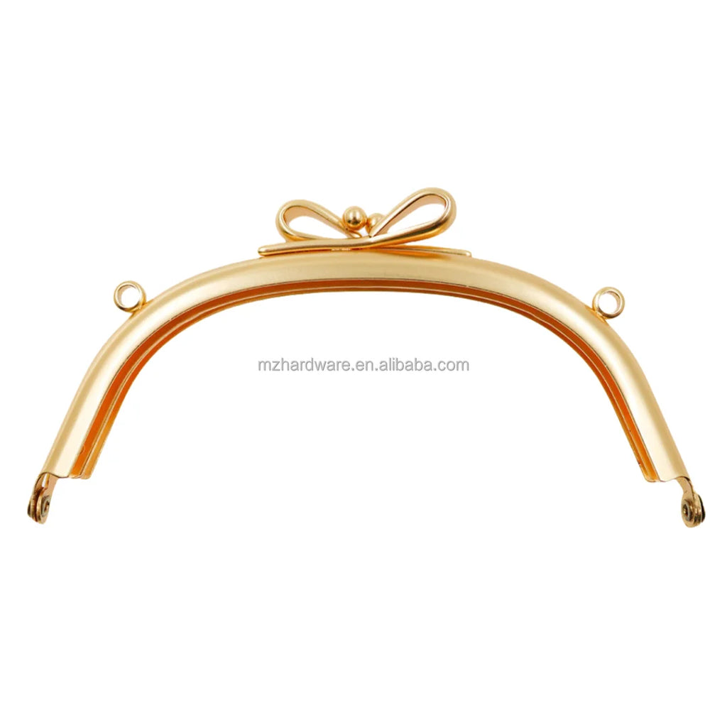 Alloy Screw Holes Leather Purse Frame With 10.5cm Butterfly Beads Round Plastic Lock Handbag Accessory Handles for Luggage Use