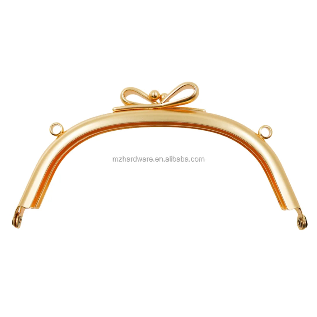Alloy Screw Holes Leather Purse Frame With 10.5cm Butterfly Beads Round Plastic Lock Handbag Accessory Handles for Luggage Use