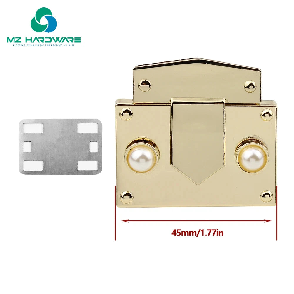MZhardware Luxury Zinc Twist Lock Pearl Decorate Dual Metal Press Operate Clasps Handbag Hardware for Leather Bag DIY Handbag