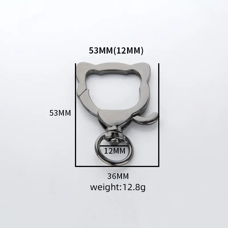 MZ Cute Metal Cat Shape Keychain Zinc Plating Lobster Clasp Swivel Snap Hook Spring Ring Carabiner Bag Parts Hardware