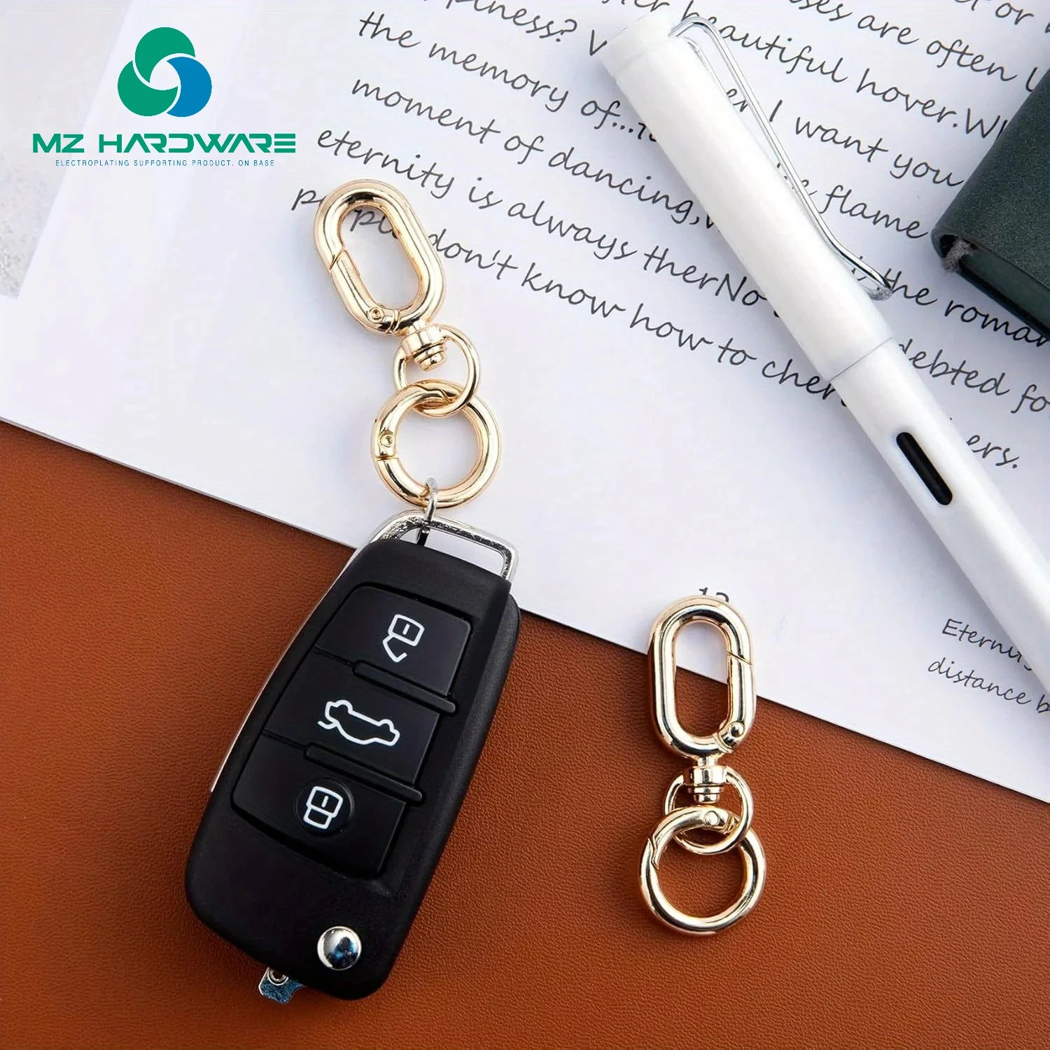 Factory Wholesale Double Opening Swivel Clasp Clips, Metal Swivel Spring Snap Hooks, Key Chain Clip with Key Ring for DIY Keys