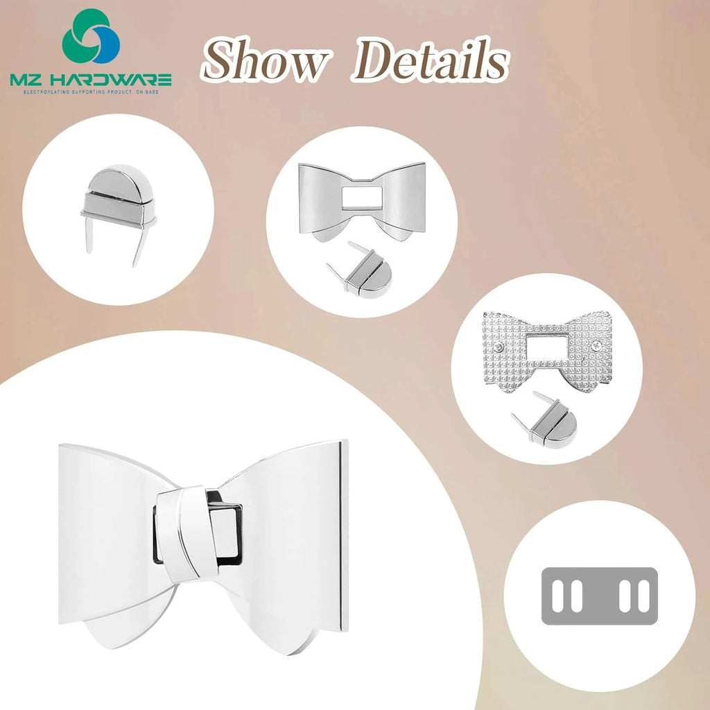 Bowknot Turn Lock Clasp Hardware Purse Twist Turn Locks Purse Bag Closure Clasp for DIY Purse Handbag Making Accessories