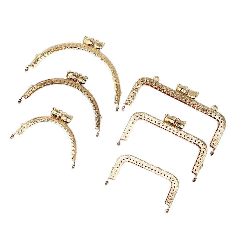 MZhardware 8.5/10.5/12.5 CM Cat Head Round and Square Metal Purse Frame Handle for Clutch Bag Accessories Kiss Clasp Lock