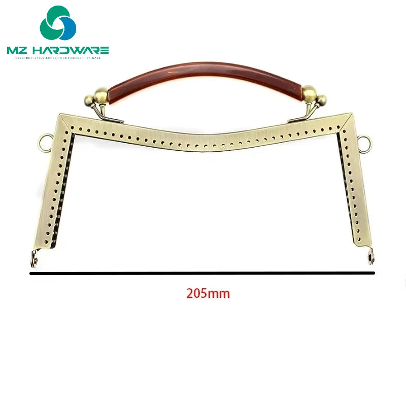 MZhardware Vintage Bronze Metal Purse Frame with Blossom Handles 20.5cm DIY Coin Clutch Handbag Accessory with Kiss Clasp Lock