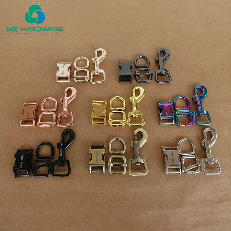 MZ Engraved(adjust Buckle+metal  Buckle+D Buckle+P Clasp)DIY Dog Collar Webbing Sewing Accessory Buckle 8 Colours 4 Sizes