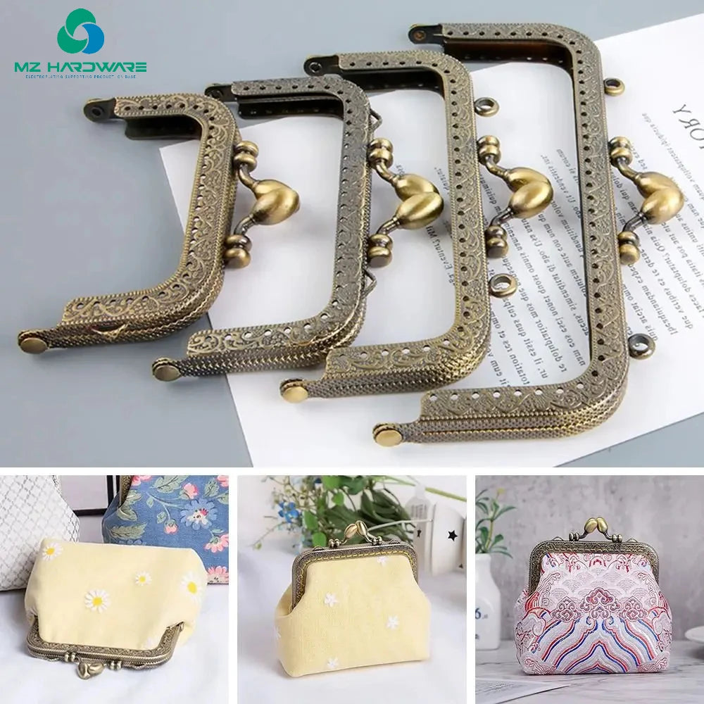 MZhardware DIY Craft Purse Bag Making Kiss Clasp Lock Metal Purse Frame Clutch Bag for Other Bag Parts & Accessories