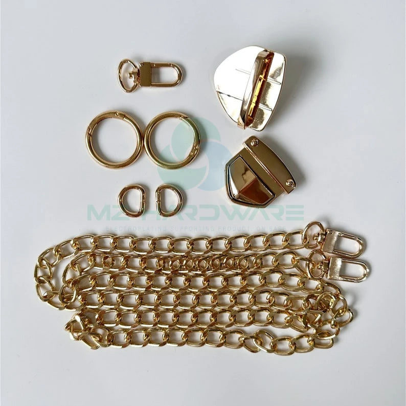 MZhardware Custom Handbag Hardware Accessories Buckle Fittings Set for Diy Backpack Metal Clasp Purse Crochet Hardware Kit