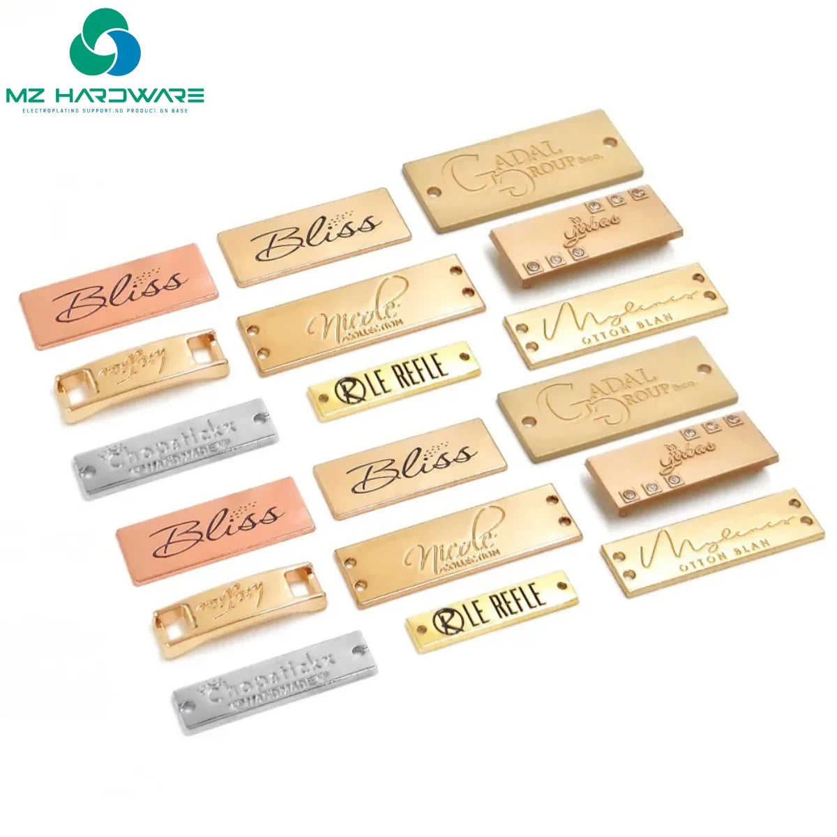 Customized Metal Logo Tag Hardware Accessories Tags Bags Metal Plate Tags With Logo for Clothing