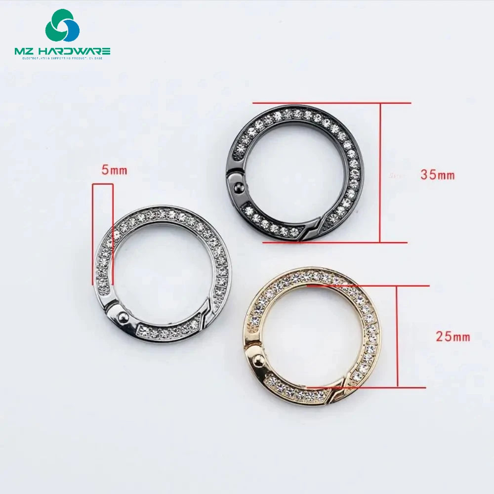 MZhardware O Ring Keyring With Diamonds Metal Spring for Keychain Pendant Bag Key Accessories Jewelry Making Supplies Charm