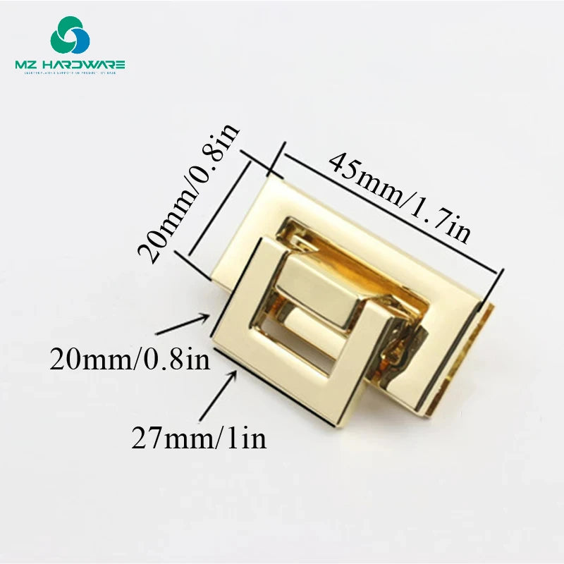 MZhardware High Quality Twist Lock Turn Handbag Hardware Accessories Professional Square Metal Buckle for Handbags
