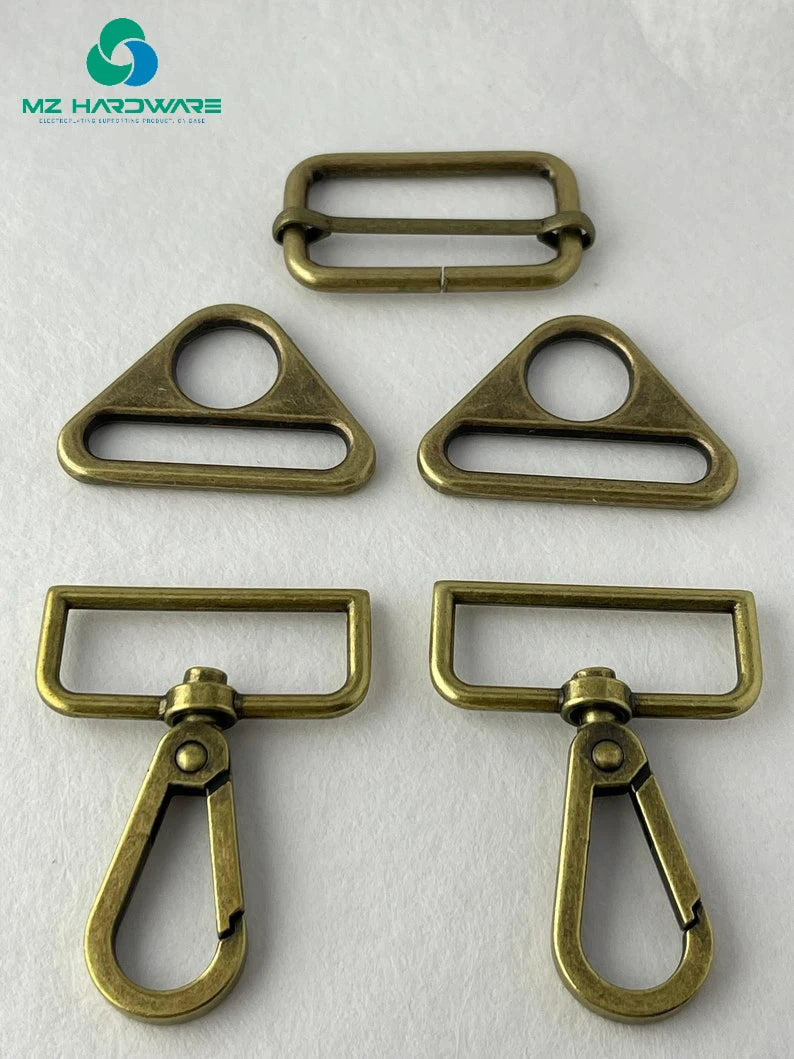 38mm High Quality Adjustable Strap Hardware Kit for DIY Handmade Bag 2 Swivel Snap Hooks+2 Triangle-Rings+1 Adjustable Slider