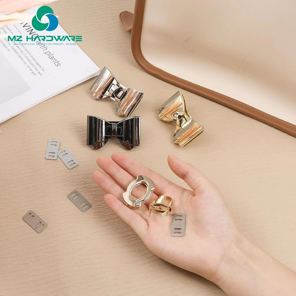 Bowknot Turn Lock Clasp Hardware Purse Twist Turn Locks Purse Bag Closure Clasp for DIY Purse Handbag Making Accessories