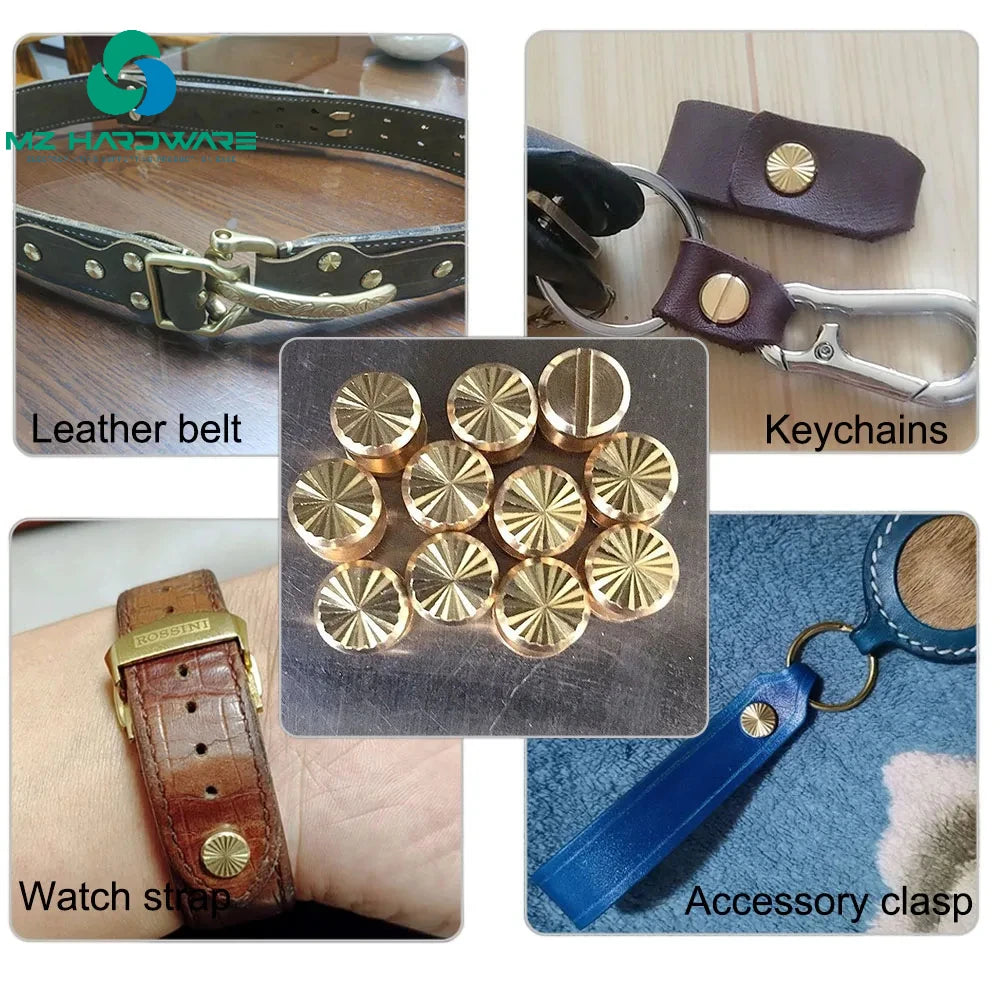 MZhardware Stainless Steel Chicago Screw Slotted Dome Cap Brass Leather Screw Binding Chicago Book Rivet Belt Male Female