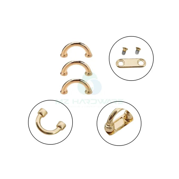 MZhardware Alloy D-Ring Bag Anchor U Rings Buckles for Arch Bridge Screws Strap Hanger Handmade Leather Bag DIY Bag Accessories