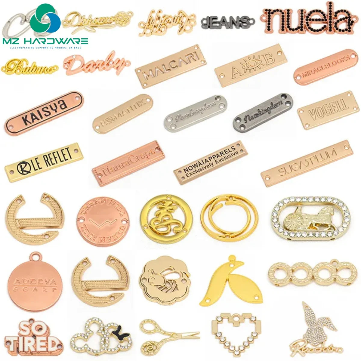 Customized Metal Logo Tag Hardware Accessories Tags Bags Metal Plate Tags With Logo for Clothing