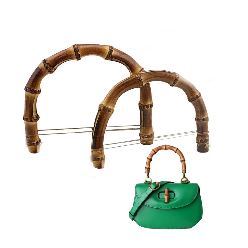 Factory Wholesale  Natural Real Half Round U Shape 10cm 12cm 14cmGold Large Bamboo Style Top Handle Purse for Bags Accessories