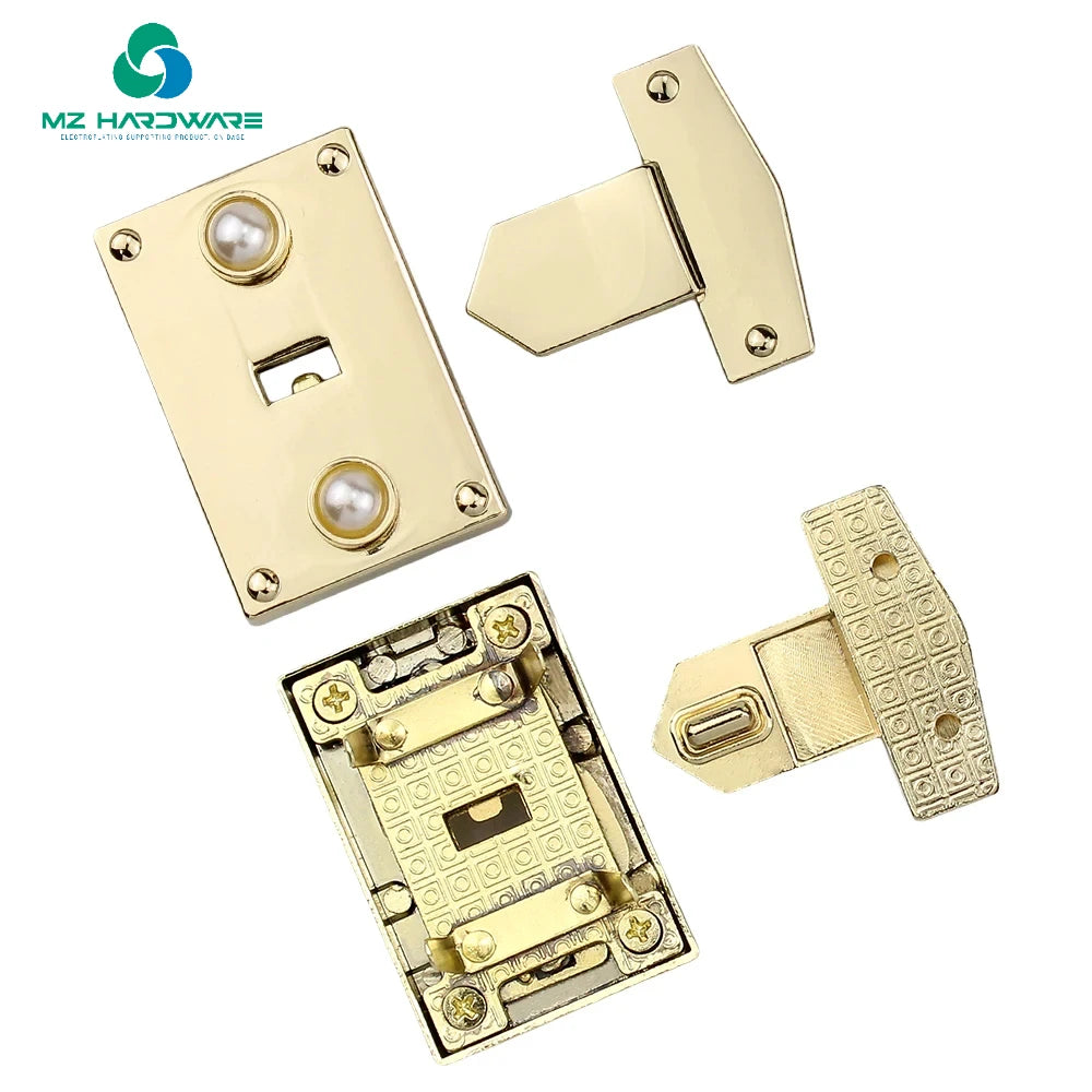 MZhardware Luxury Zinc Twist Lock Pearl Decorate Dual Metal Press Operate Clasps Handbag Hardware for Leather Bag DIY Handbag