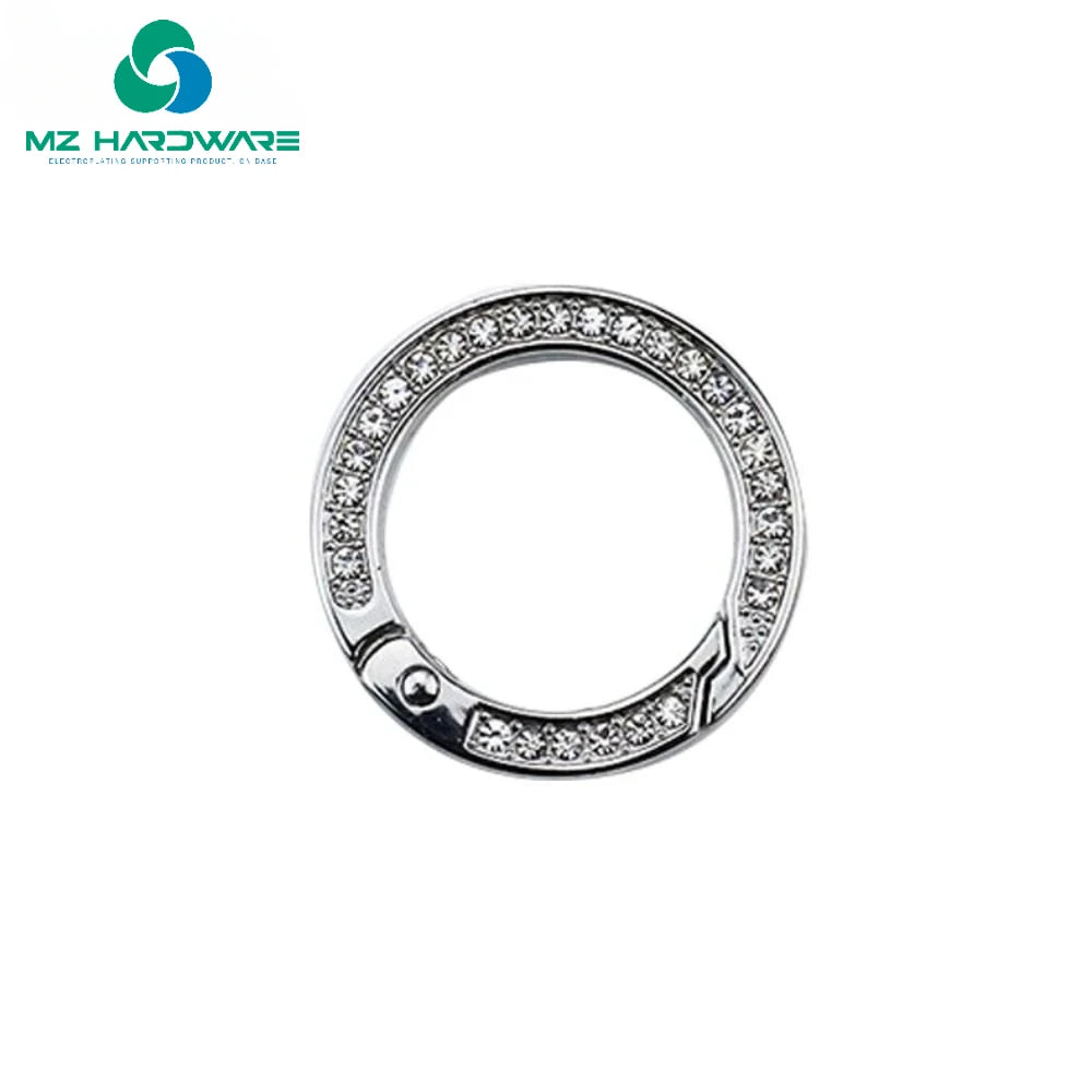 MZhardware O Ring Keyring With Diamonds Metal Spring for Keychain Pendant Bag Key Accessories Jewelry Making Supplies Charm