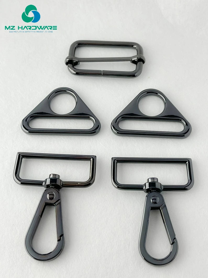 38mm High Quality Adjustable Strap Hardware Kit for DIY Handmade Bag 2 Swivel Snap Hooks+2 Triangle-Rings+1 Adjustable Slider