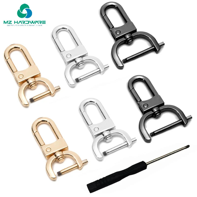 MZ Detachable Carabiner Metal Screw Lobster Clasp Hook Plated Gold Silver Black DIY Jewelry Making Keychain Bag Strap Supplies