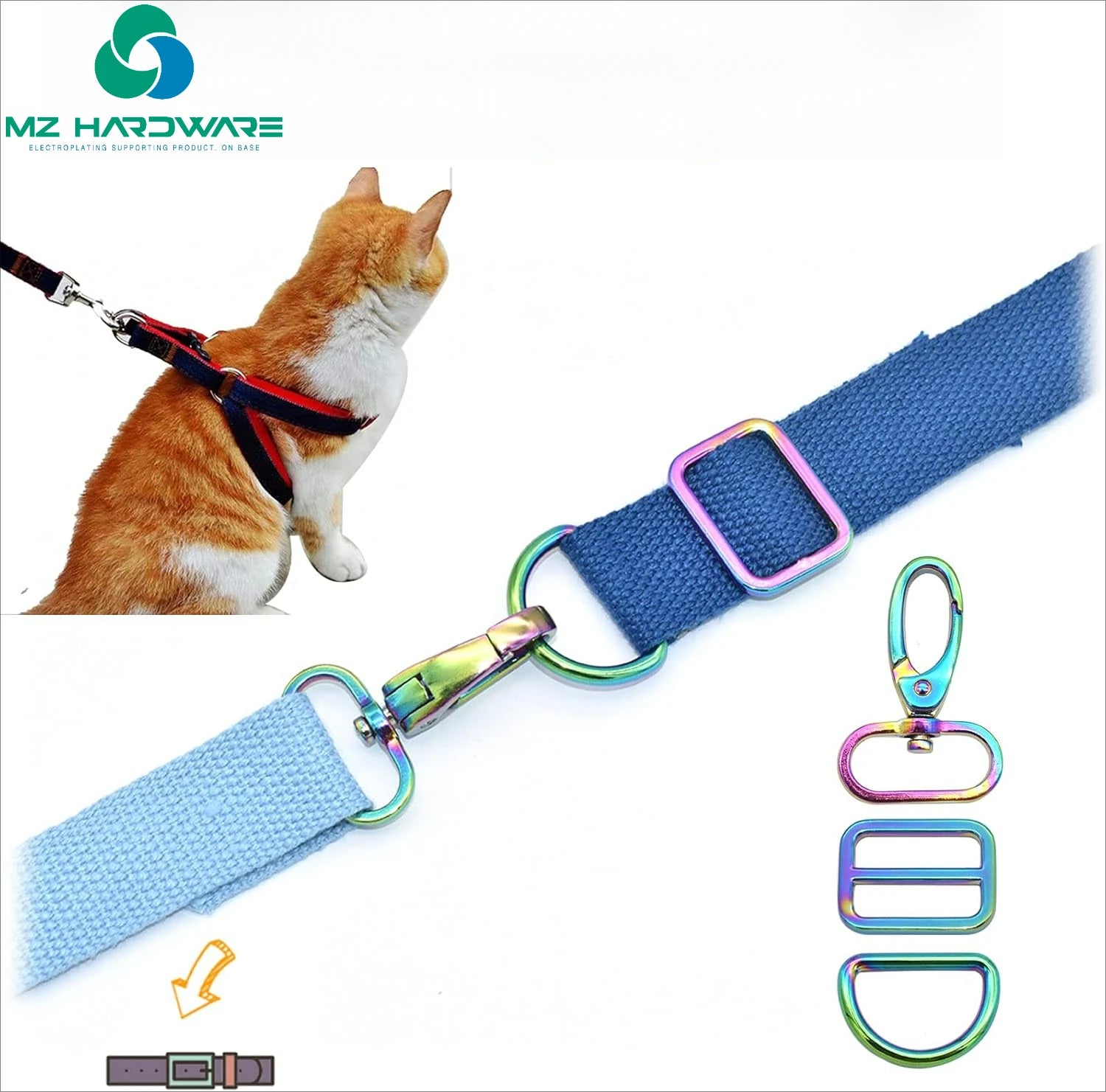 MZhardware High Quality 25mm Slide Strap Buckle D Ring Adjuster Rainbow Swivel Hook Claw Clasp for Special Bag Parts Accessories