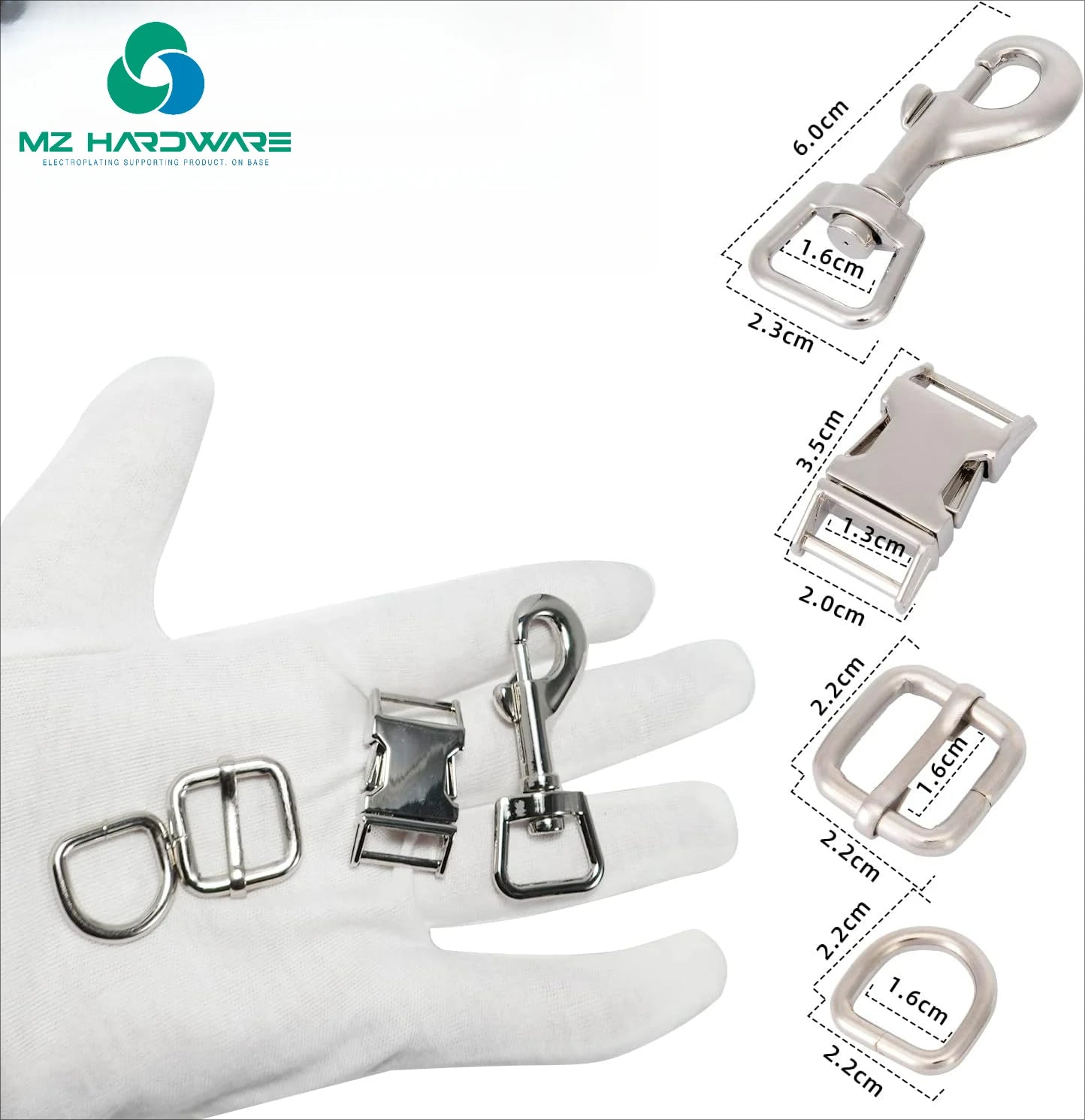 MZhardware Metal Swivel Snaps Hooks with D Rings Side Release Buckles Slide Buckle for Purses Lanyard Dog Collars