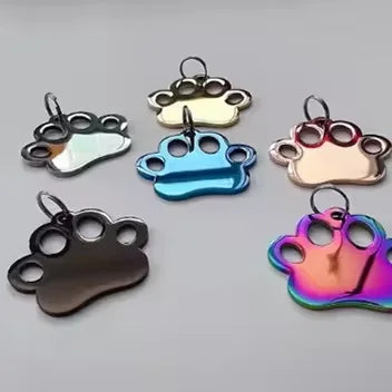 Custom Logo Tags DIY Printing Sublimation Key Chain Paw Shaped Brass Paw Metal Crafts Custom Dog Tags