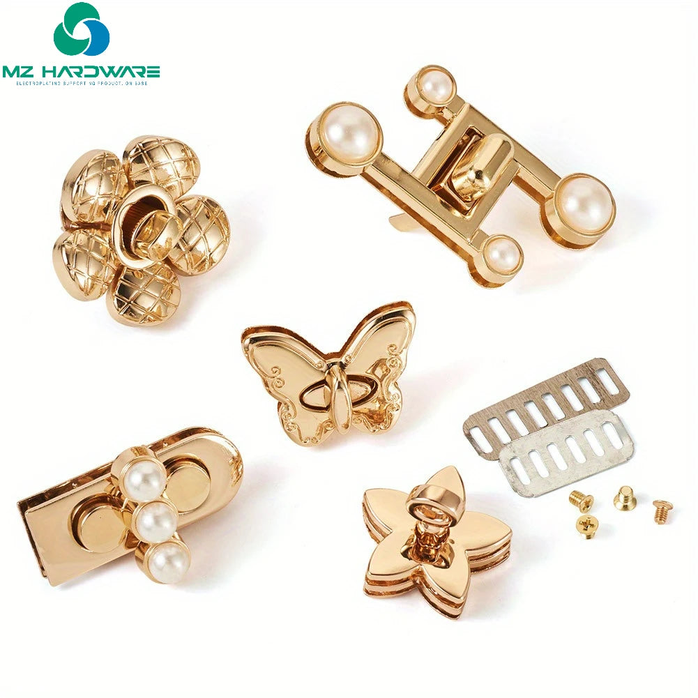 MZhardware Floral Styles Zinc Alloy Bag Clasp & Lock Sets for Purse Flower Styles for DIY Wallet Making Accessories