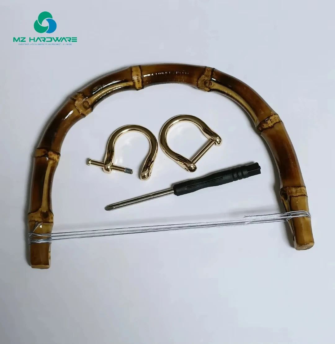MZ 15CM Natural Bamboo Handles for Purse Handbag Handle Replacement DIY  U-shaped Hardware Woven Accessory Purse Frame