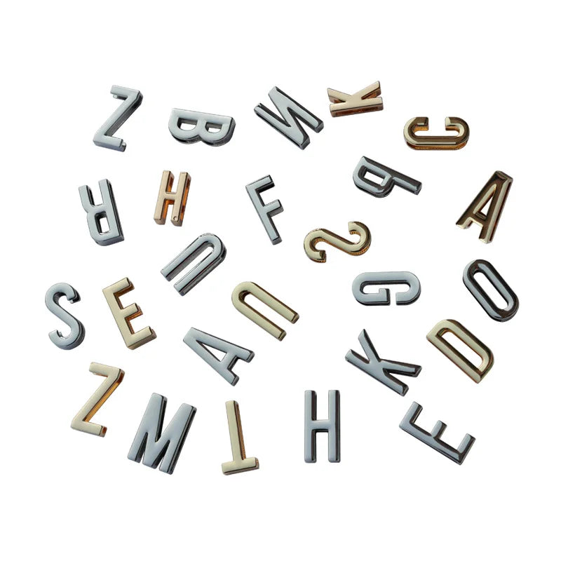 Classic DIY Charms Straps Collar Bags A-Z English Alphabet Name Design Stainless Steel Zinc Alloy Plated Plastic Buckle Hook