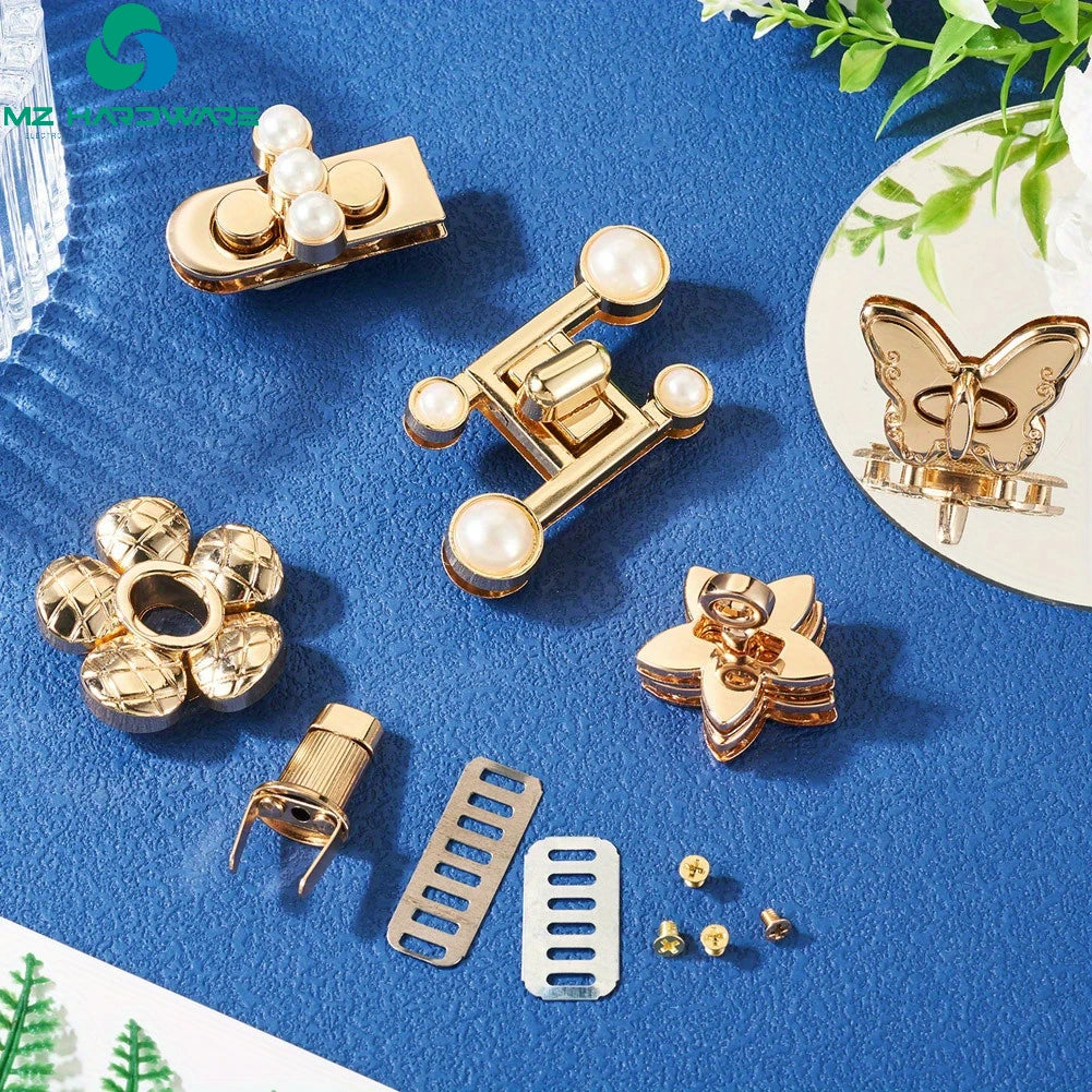 MZhardware Floral Styles Zinc Alloy Bag Clasp & Lock Sets for Purse Flower Styles for DIY Wallet Making Accessories