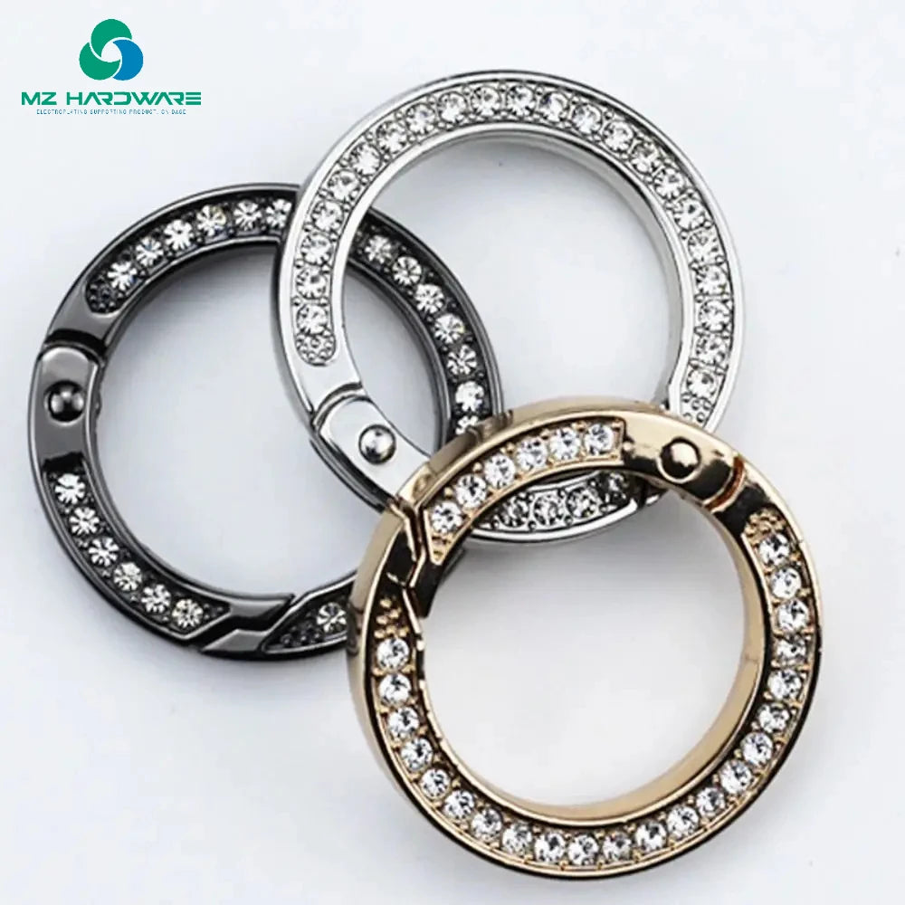 MZhardware O Ring Keyring With Diamonds Metal Spring for Keychain Pendant Bag Key Accessories Jewelry Making Supplies Charm