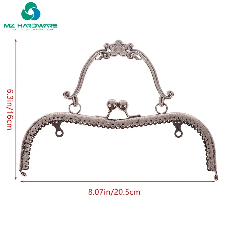 MZhardware Purse Clasp Metal Frame 20CM Square Embossing Beads Bag Kiss Clasp Lock Handbag Handle Purse Frames Wallet Hardware