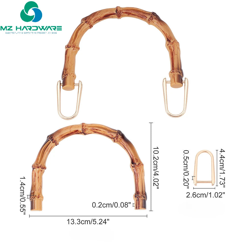 MZhardware DIY Special Purse Replacement Parts Wooden Bag Handle with Alloy U-Shaped Rings Wallet Making Accessories