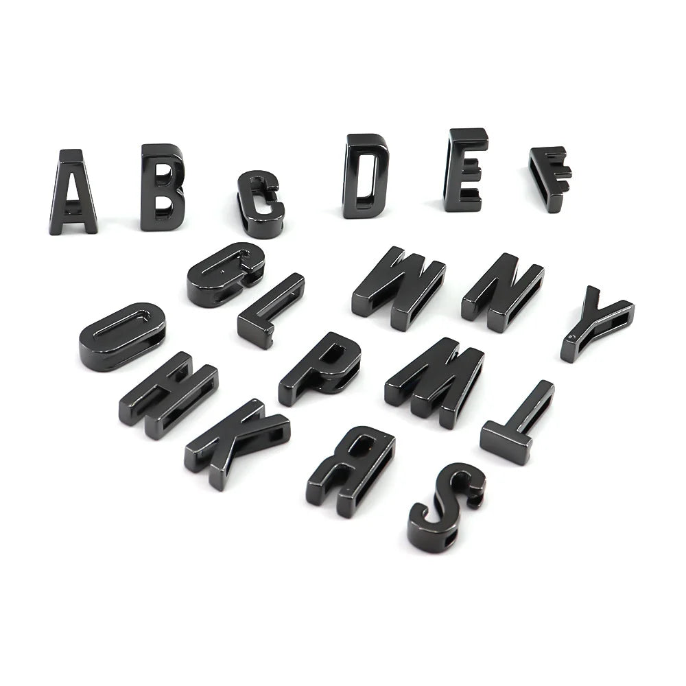 Classic DIY Charms Straps Collar Bags A-Z English Alphabet Name Design Stainless Steel Zinc Alloy Plated Plastic Buckle Hook