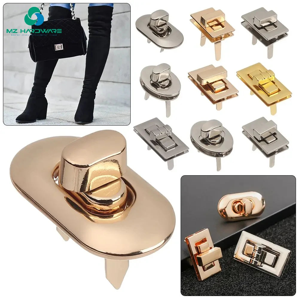 MZhardware Wholesale Zinc Alloy Ladies Bag Accessories Closure Buckle Oval Metal Turn Twist Lock Clasp  Turn Locks Twist Lock