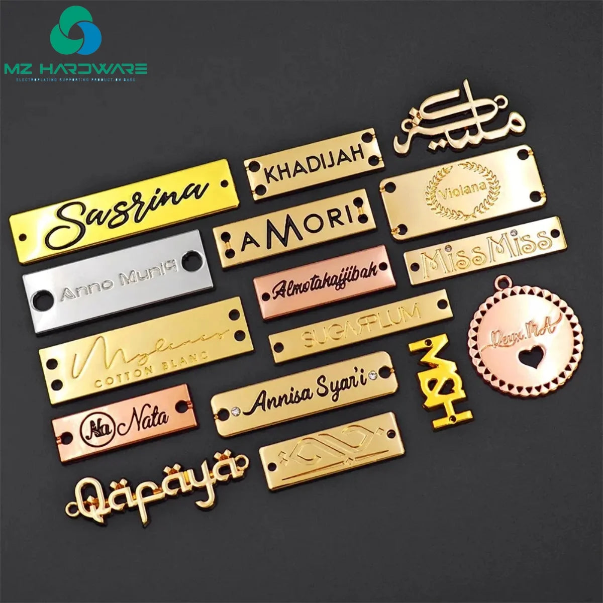 Customized Metal Logo Tag Hardware Accessories Tags Bags Metal Plate Tags With Logo for Clothing