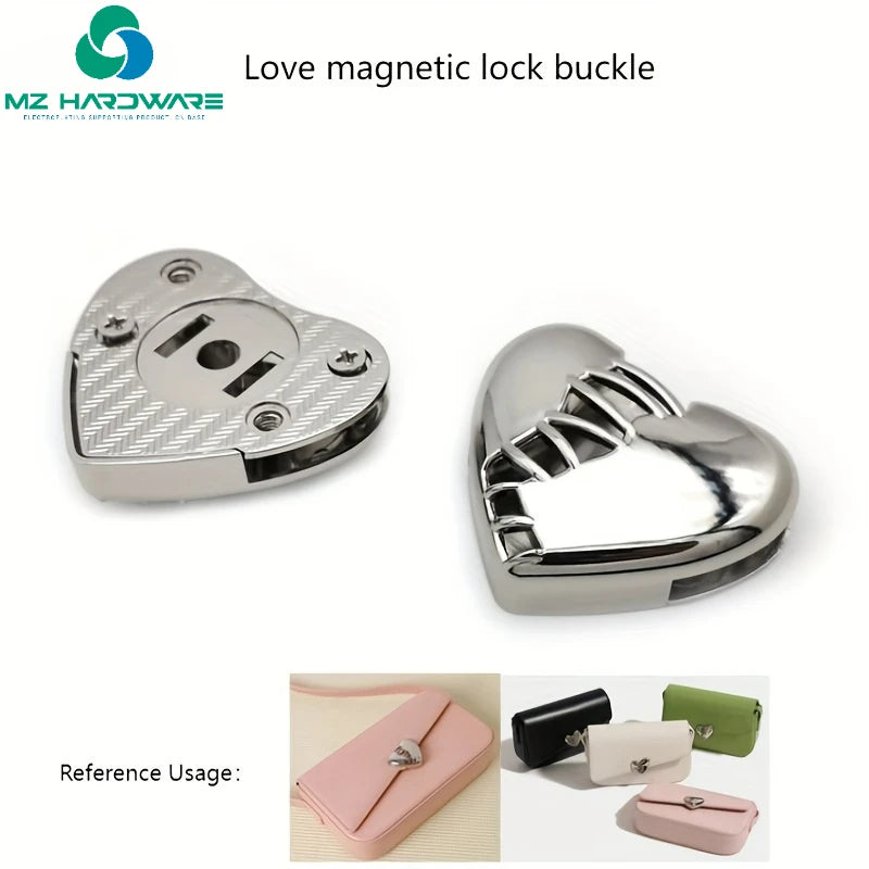 MZhardware Magnetic Peach Heart Decorative Buckle Hollow Heart DIY Bag Hardware Lock Button Love Split Love Buckle Magnetic