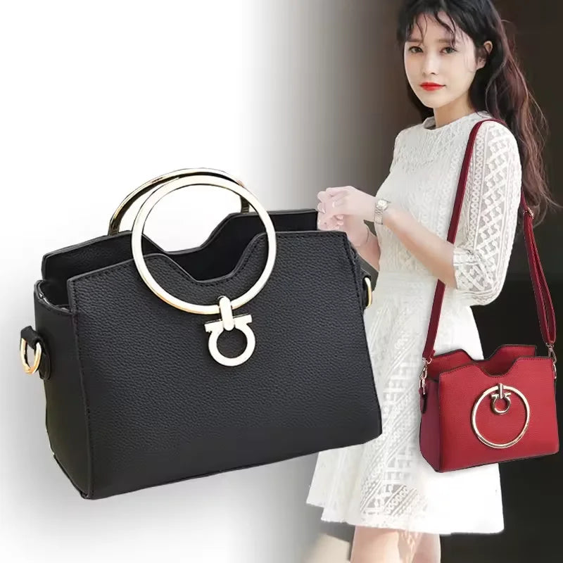 Wholesale Price Handbag Hardware Accessory Leather Handles for Big Ring Metal Purse Frame Handle