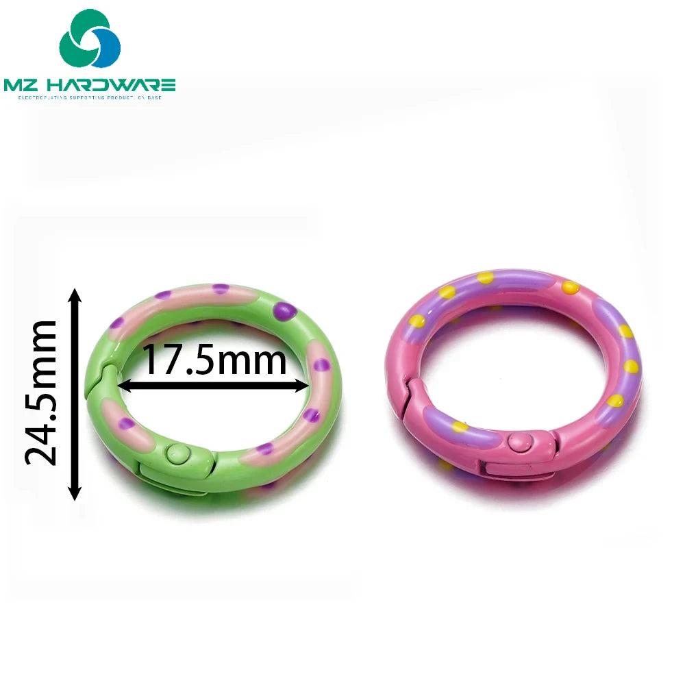 MZhardware Multicolor Metal Round Ring Spring Clasp Carabiner Keychain Clips Hook Dog Chain DIYJewelry Buckle Connector Supplies
