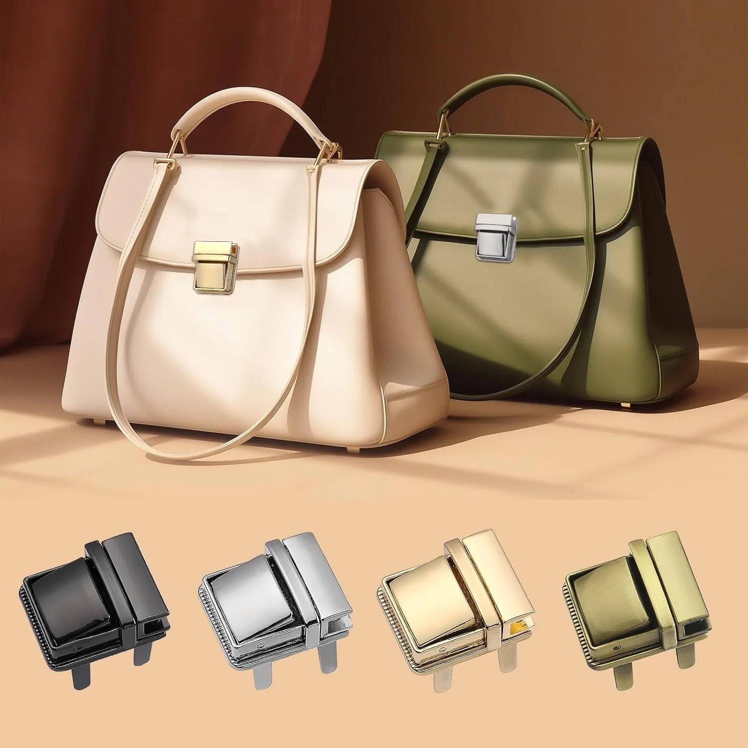 MZ Tuck Lock Clasp Catch Purse Thumb Lock Fasteners Tongue Lock Handbag Wallet Hardware for DIY Craft Bag Handbag Making