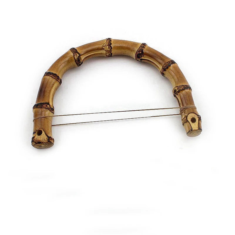 Factory Wholesale  Natural Real Half Round U Shape 10cm 12cm 14cmGold Large Bamboo Style Top Handle Purse for Bags Accessories