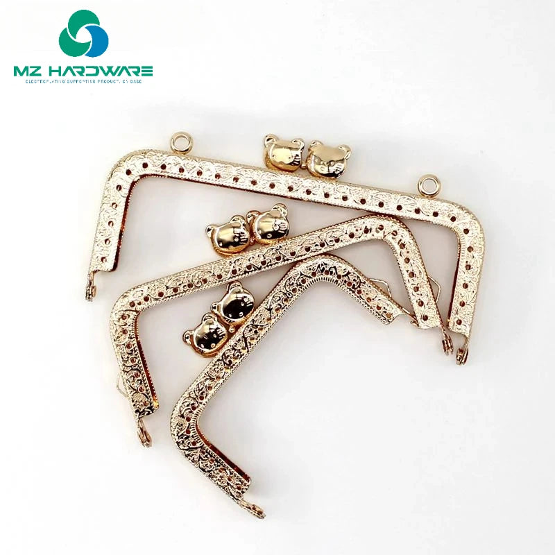 MZhardware 8.5/10.5/12.5 CM Cat Head Round and Square Metal Purse Frame Handle for Clutch Bag Accessories Kiss Clasp Lock